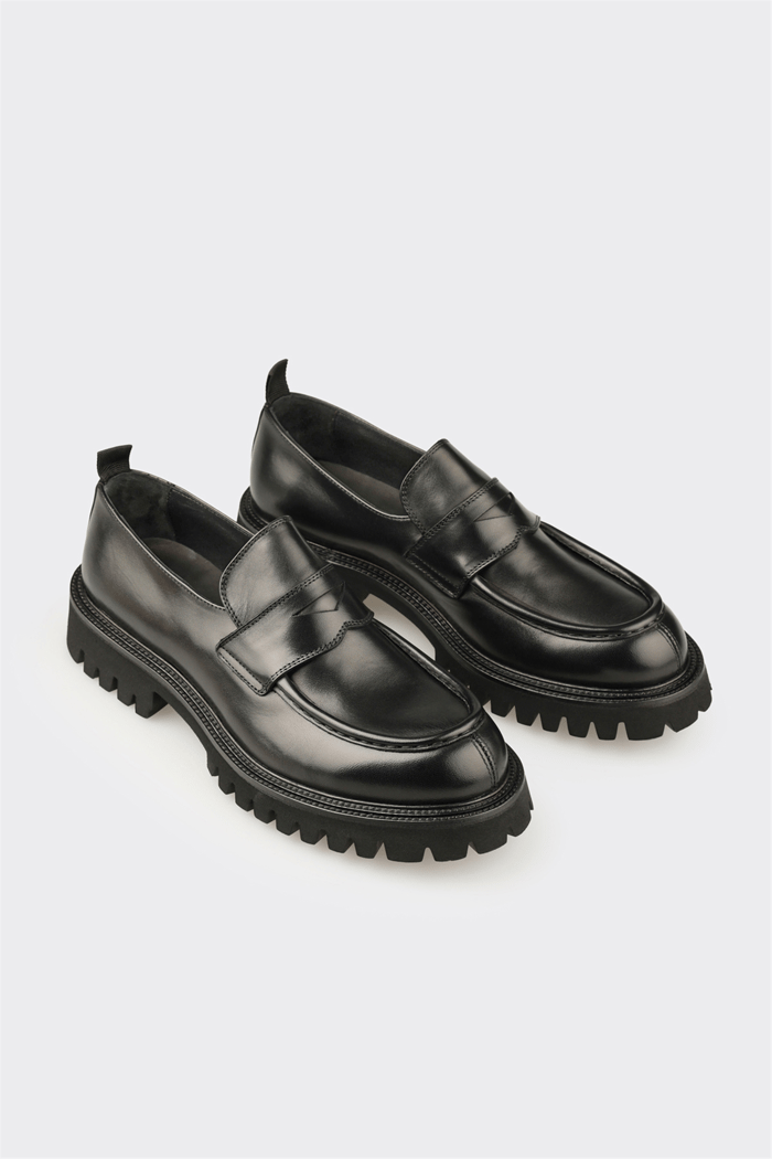 Siyah Deri Erkek Günlük Loafer