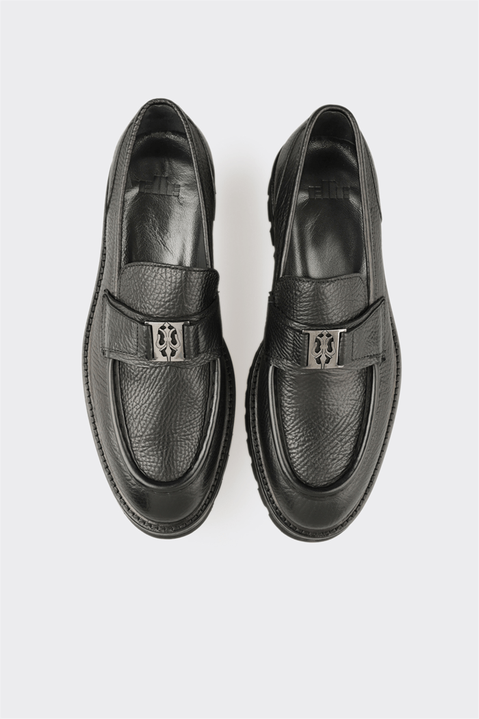 Siyah Deri Erkek Klasik Loafer