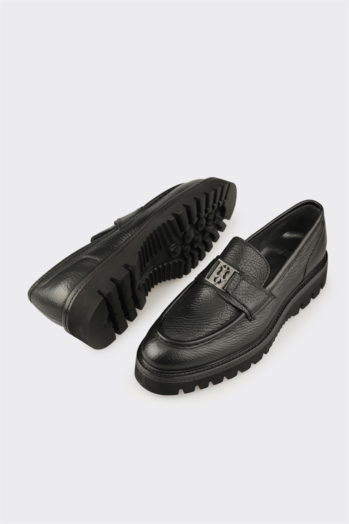 Siyah Deri Erkek Klasik Loafer
