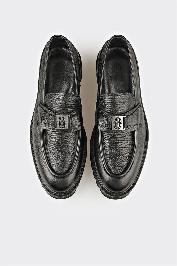 Siyah Deri Erkek Klasik Loafer