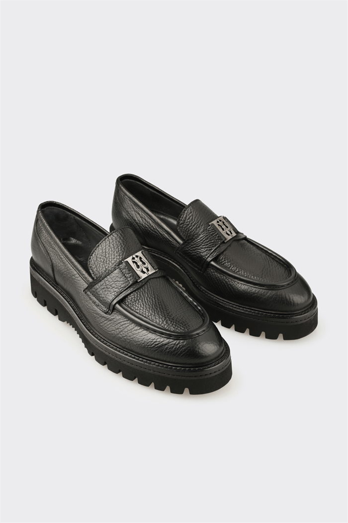 Siyah Deri Erkek Klasik Loafer
