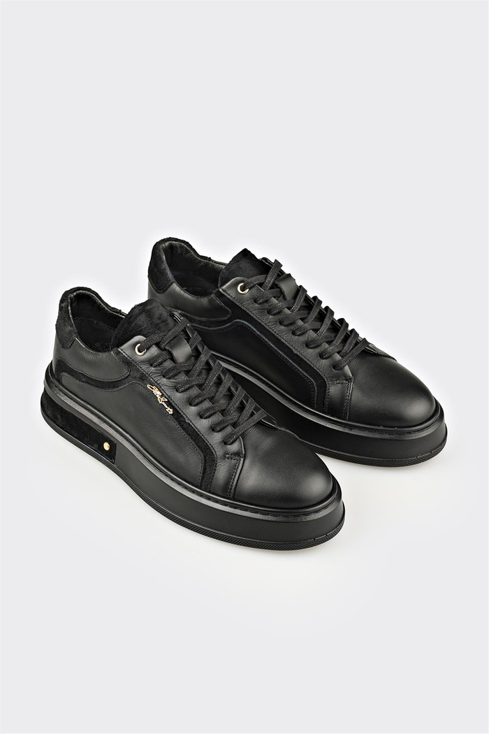 Siyah Deri Erkek Spor Ayakkabı