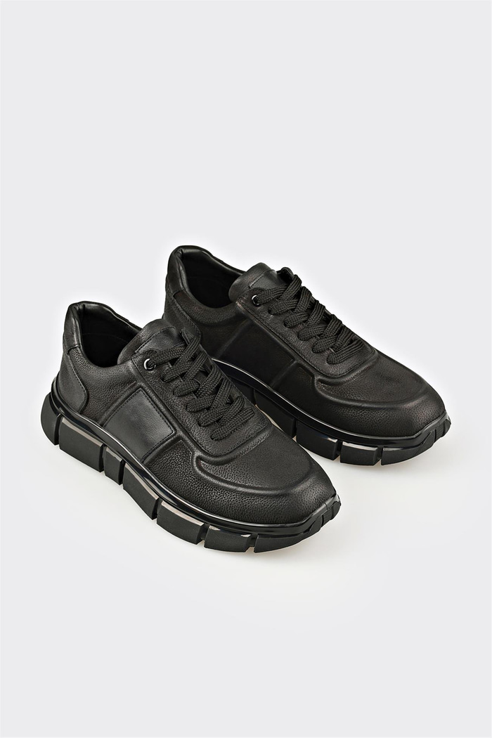 Siyah Deri Erkek Spor Ayakkabı