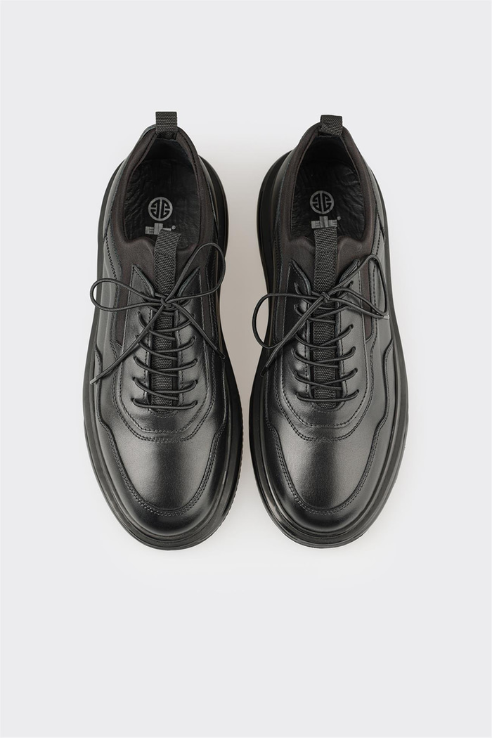 Siyah Deri Erkek Spor Ayakkabı