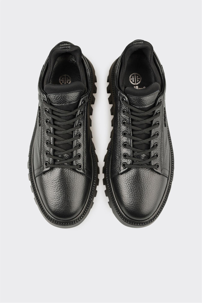 Siyah Deri Erkek Spor Ayakkabı