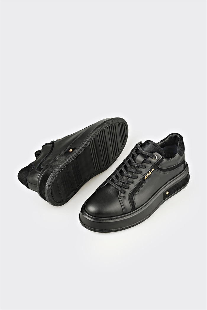 Siyah Deri Erkek Spor Ayakkabı