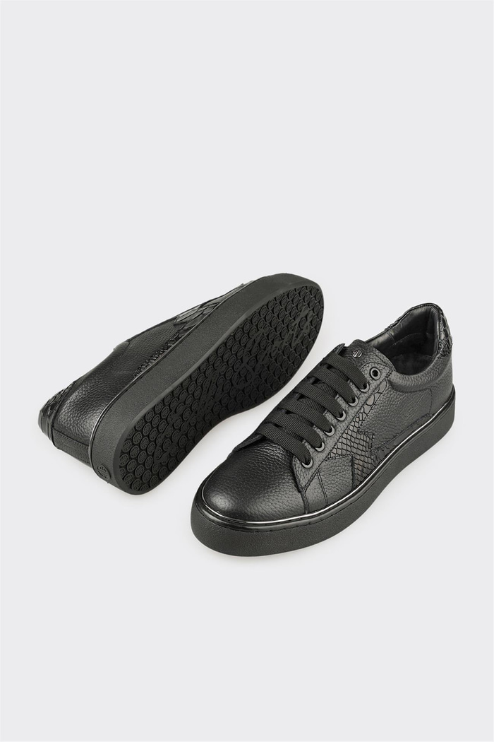 Siyah Deri Erkek Spor Ayakkabı