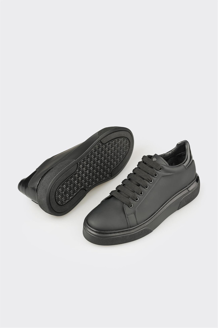 Siyah Deri Erkek Spor Ayakkabı