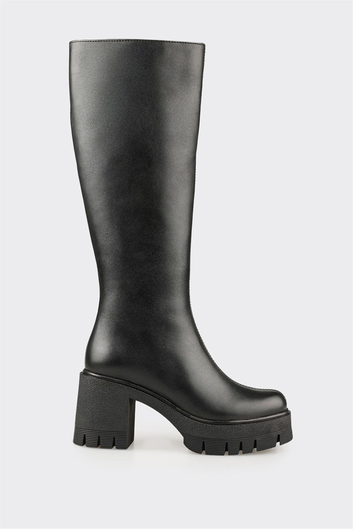 Siyah Deri Kadın Çizme