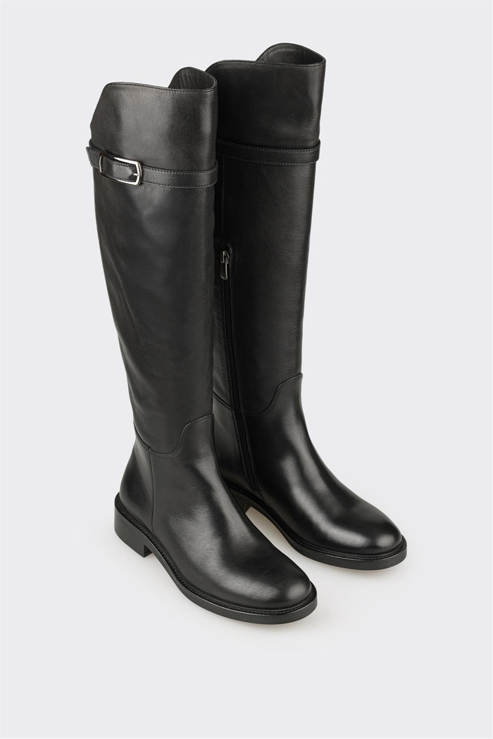 Siyah Deri Kadın Çizme