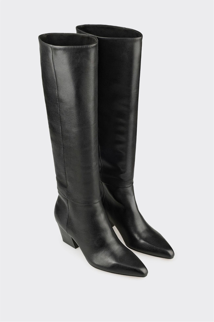 Siyah Deri Kadın Çizme