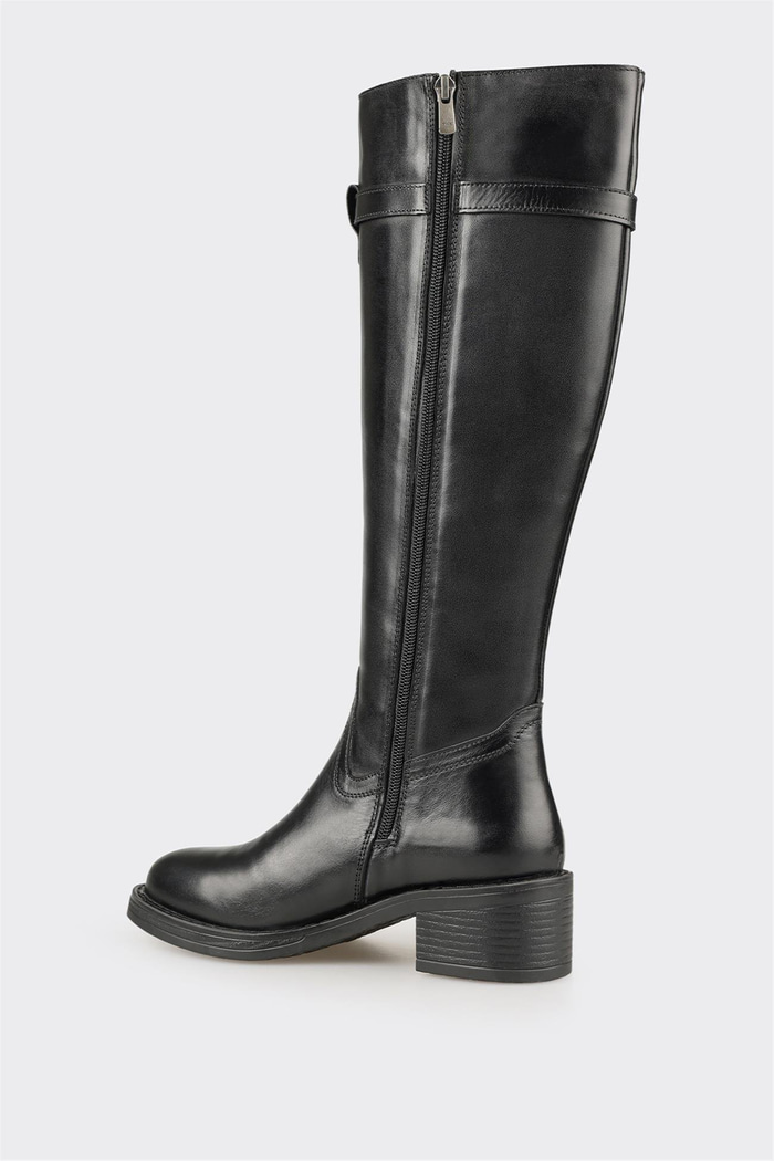 Siyah Deri Kadın Çizme