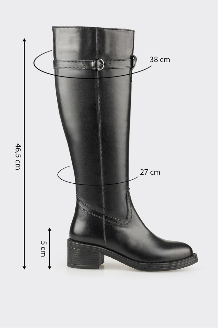Siyah Deri Kadın Çizme