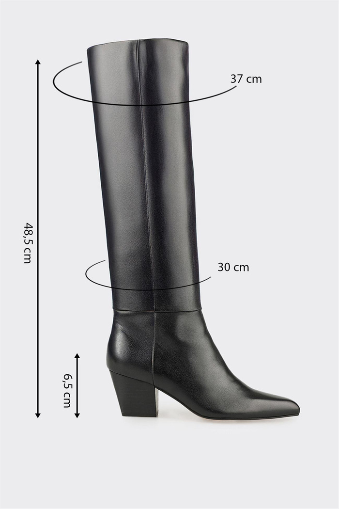 Siyah Deri Kadın Çizme