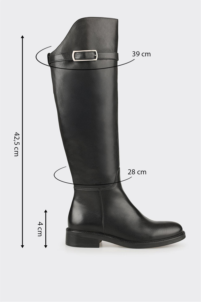 Siyah Deri Kadın Çizme