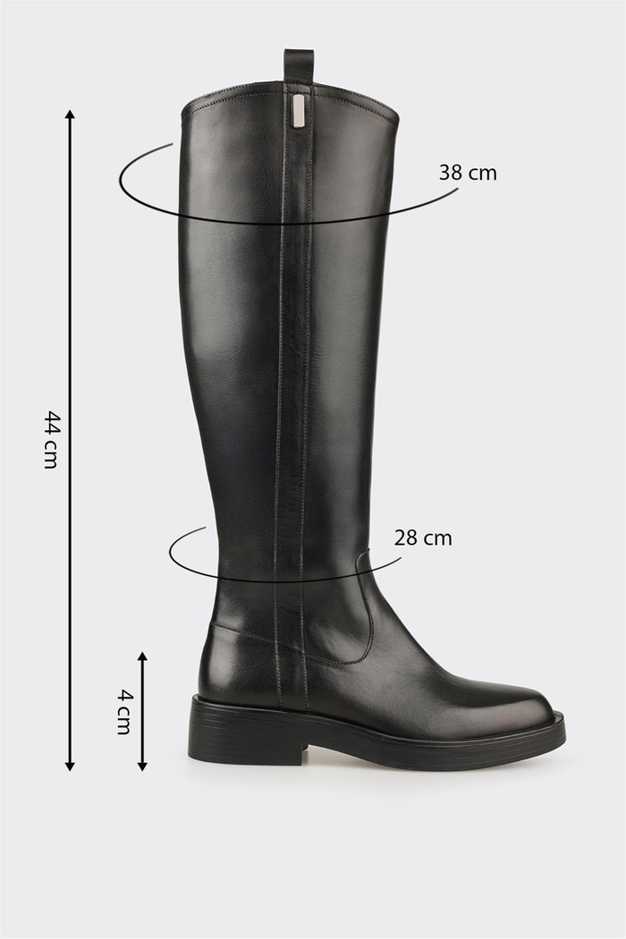 Siyah Deri Kadın Çizme