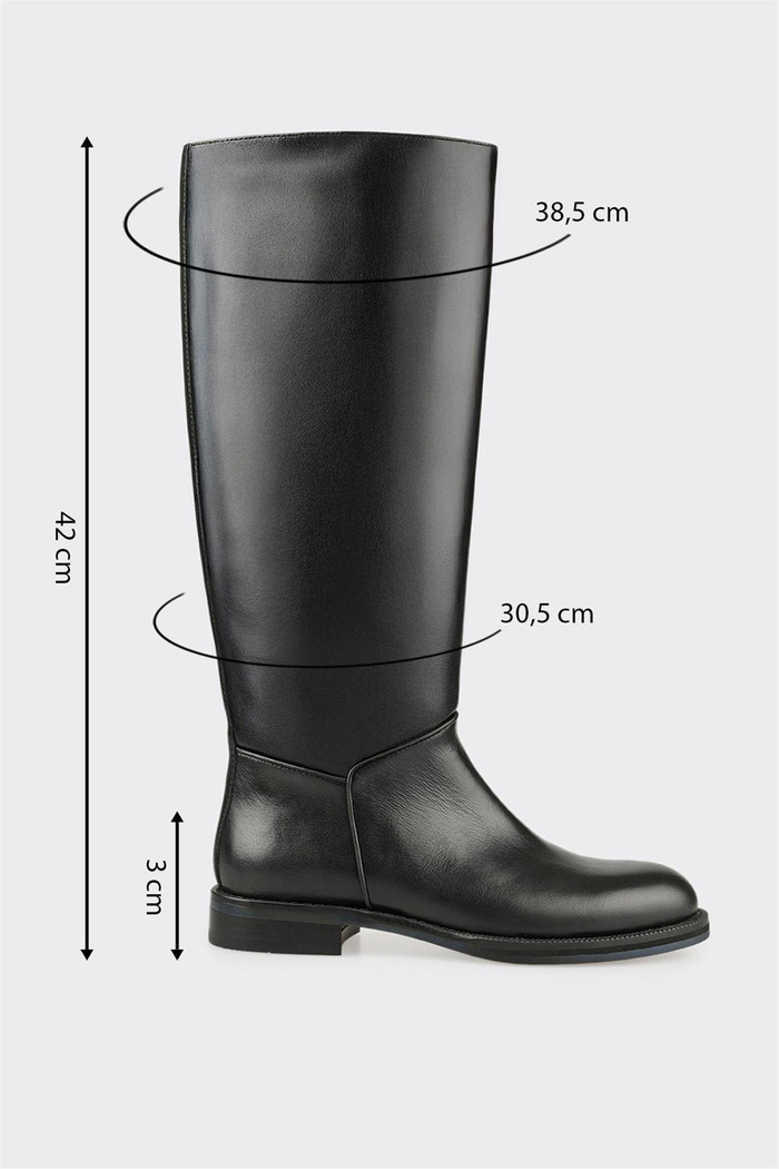 Siyah Deri Kadın Çizme
