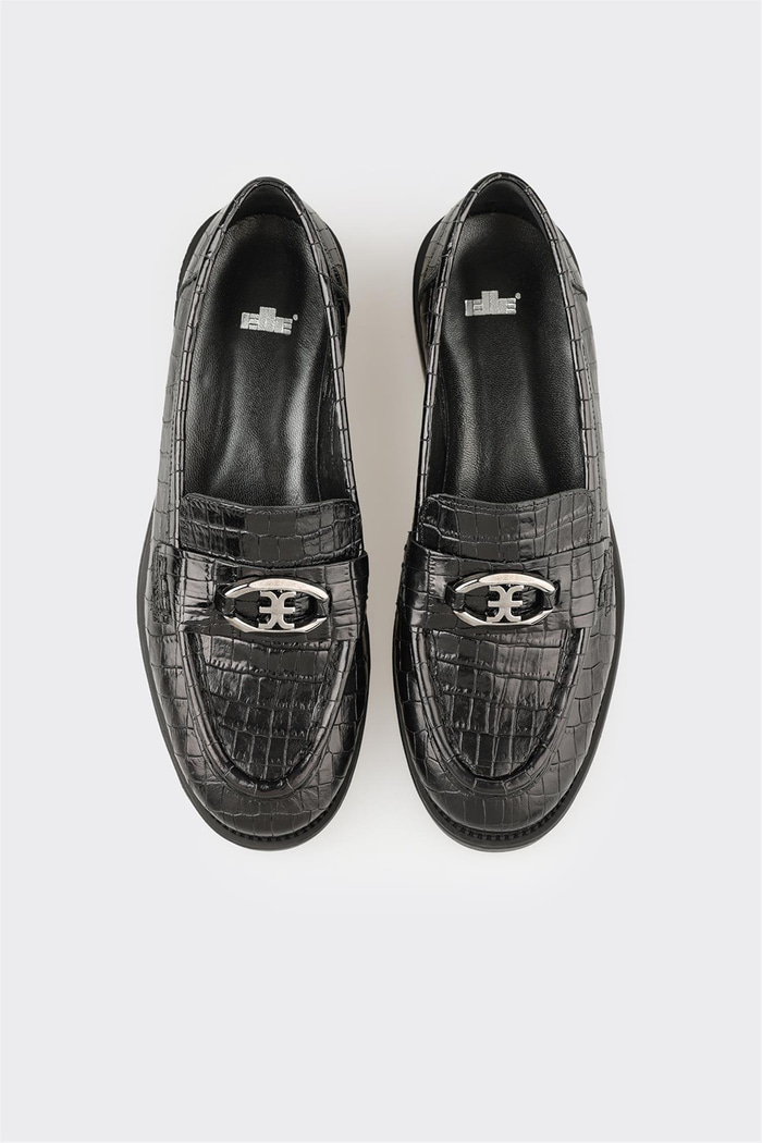 Siyah Deri Kadın Günlük Ayakkabı