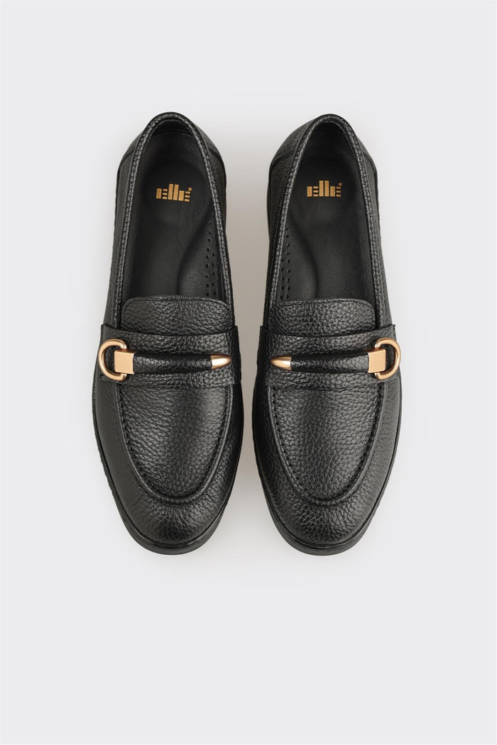 Siyah Deri Kadın Günlük Ayakkabı