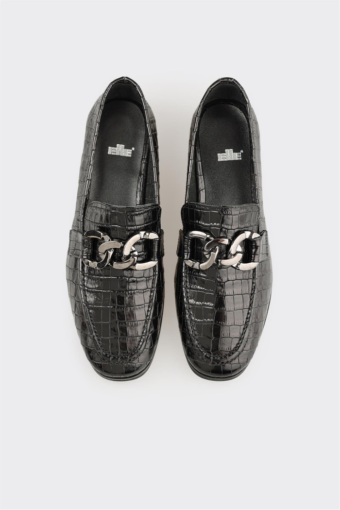 Siyah Deri Kadın Günlük Ayakkabı