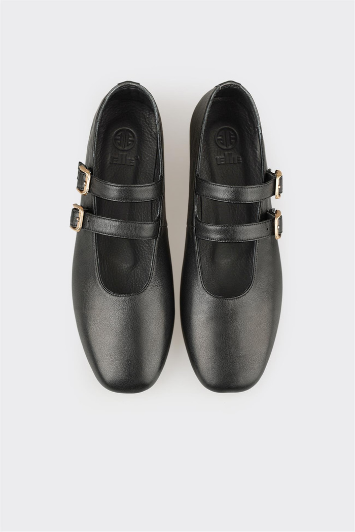 Siyah Deri Kadın Günlük Ayakkabı