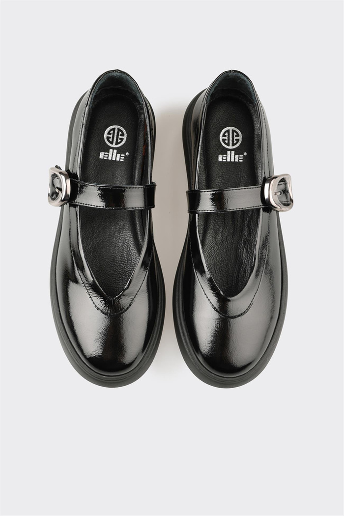 Siyah Deri Kadın Günlük Ayakkabı