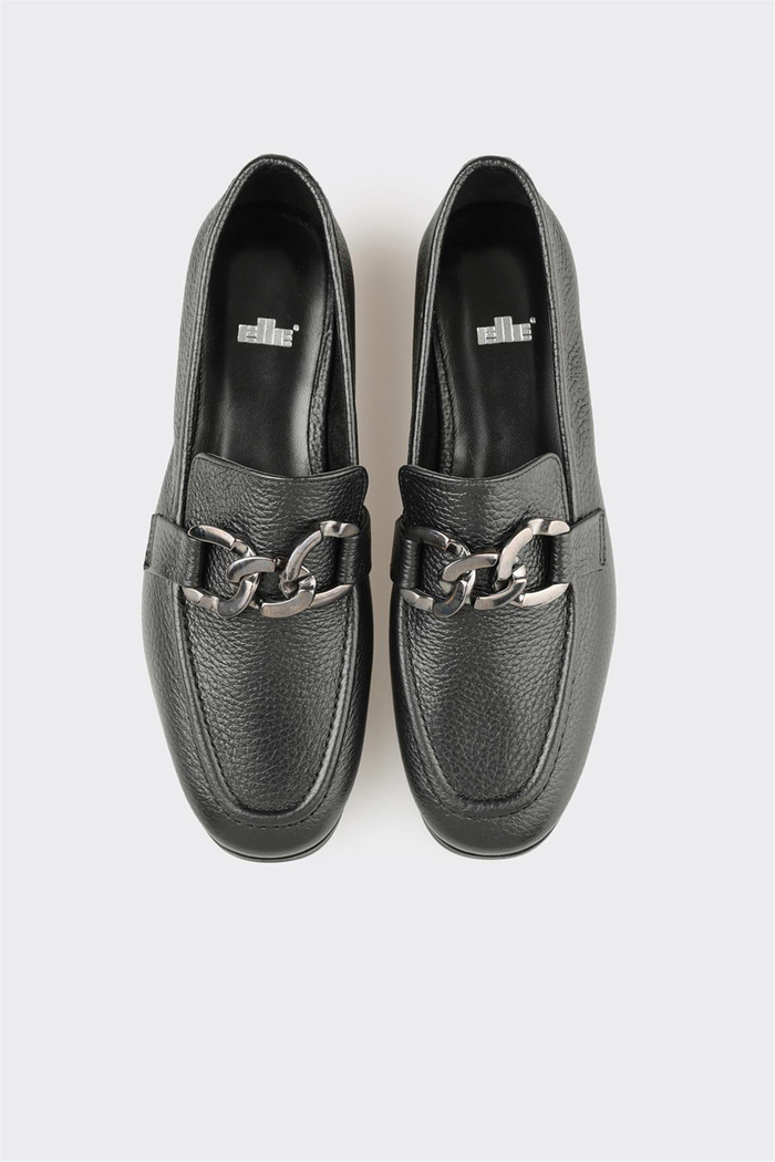 Siyah Deri Kadın Günlük Ayakkabı