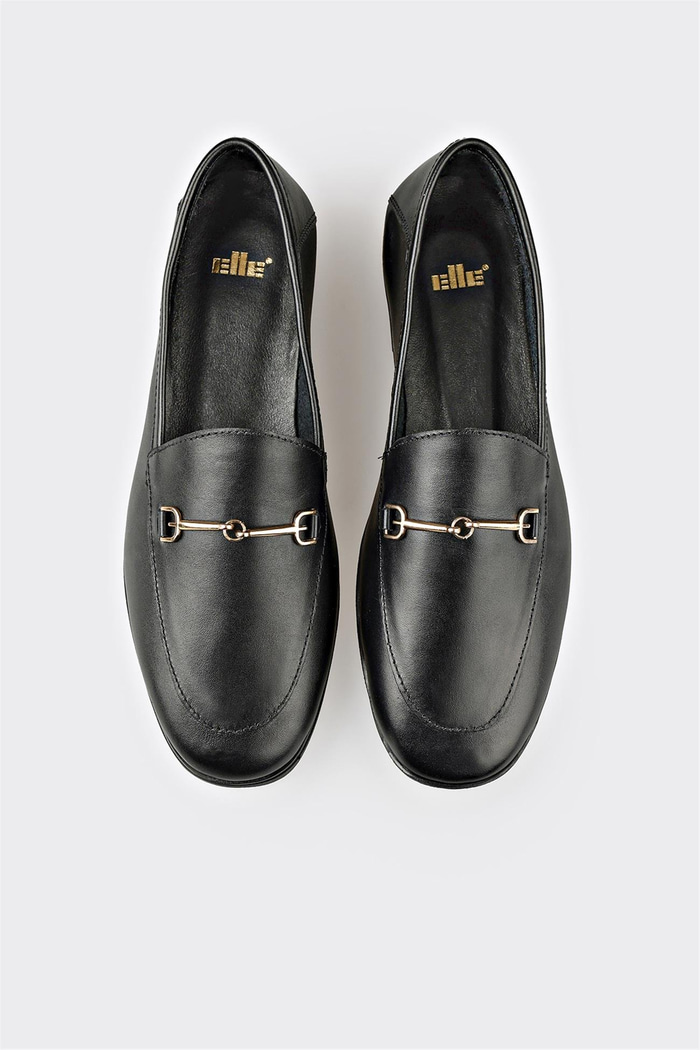 Siyah Deri Kadın Günlük Ayakkabı