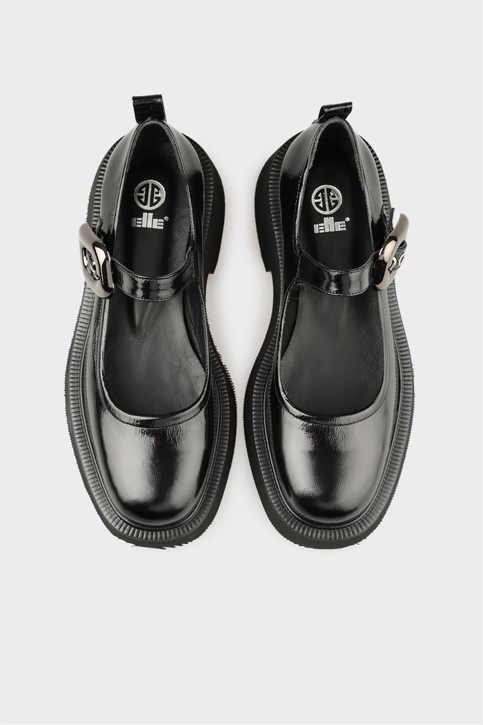 Siyah Deri Kadın Günlük Ayakkabı