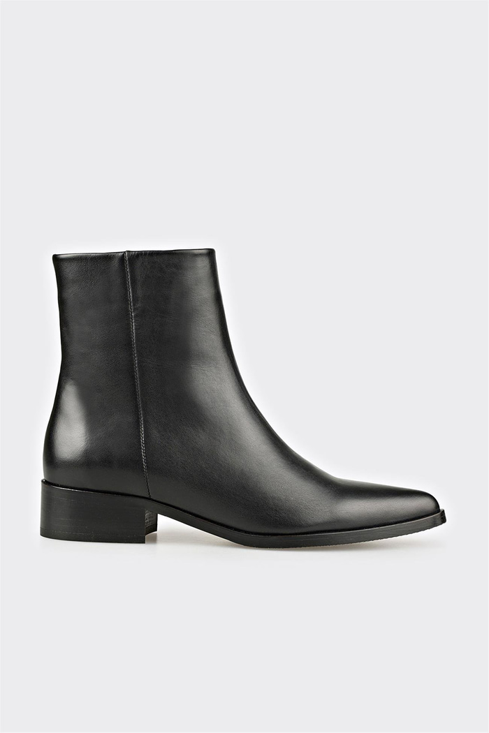 Siyah Deri Kadın Klasik Bot