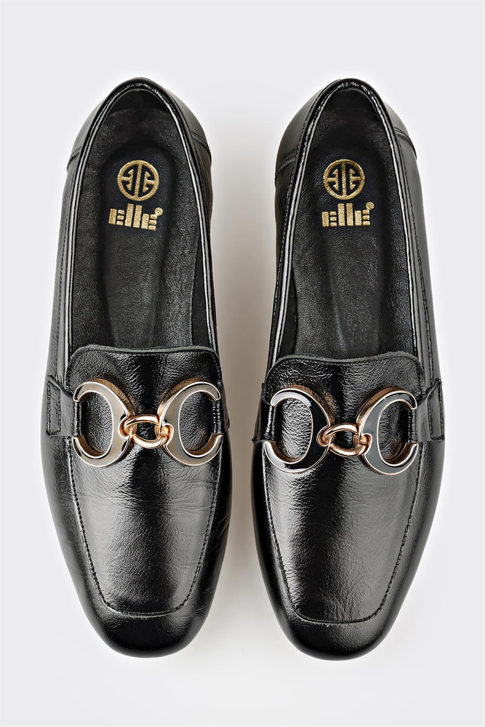 Siyah Deri Kadın Loafer