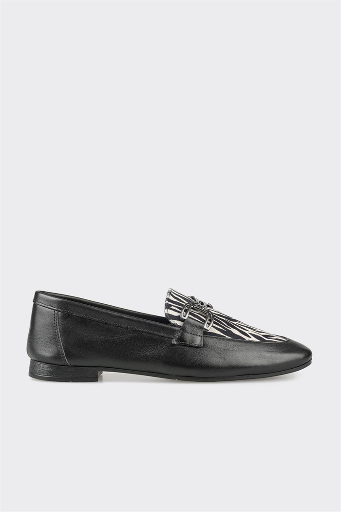 Siyah Deri Kadın Loafer