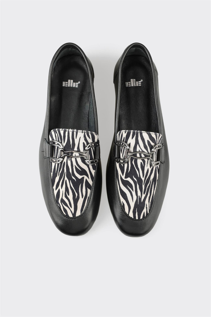 Siyah Deri Kadın Loafer