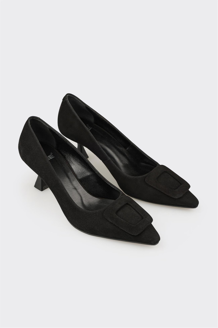 Siyah Deri Kadın Stiletto