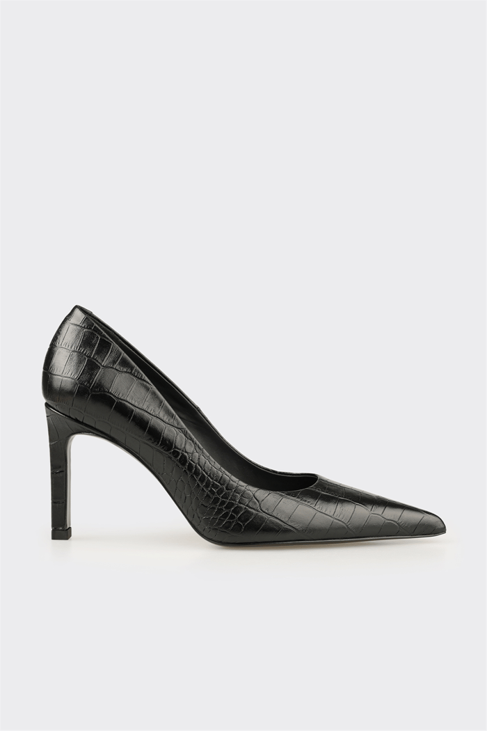 Siyah Deri Kadın Stiletto