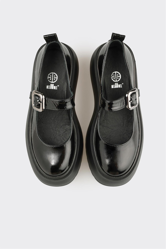 Siyah Deri Kadın Topuklu Ayakkabı