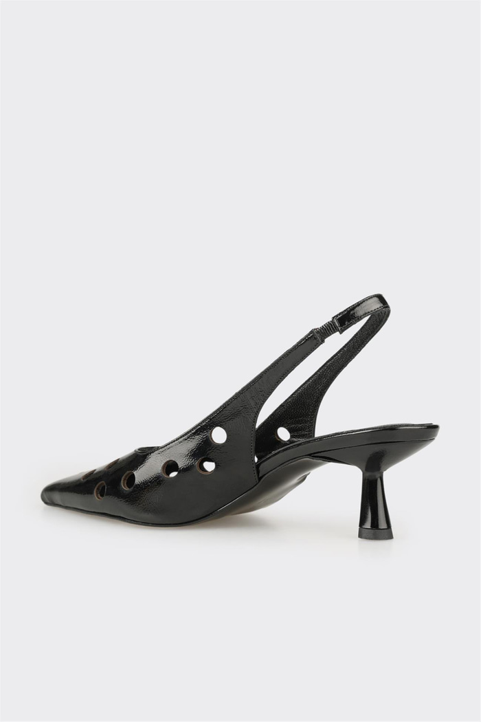 Siyah Deri Kadın Topuklu Ayakkabı