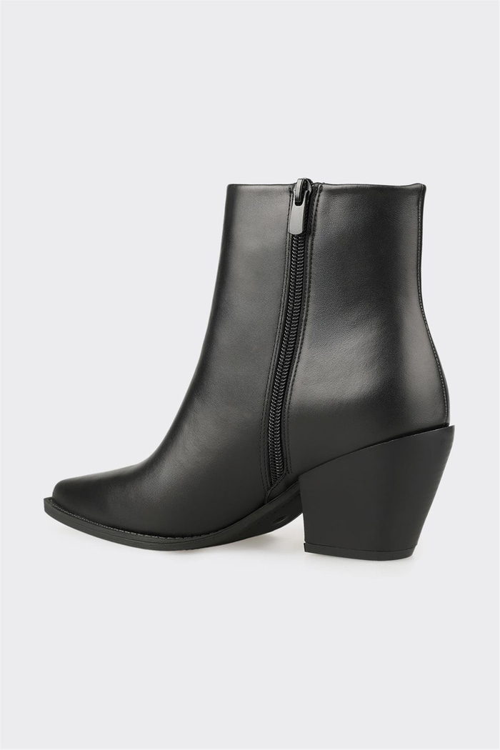 Siyah Deri Kadın Western Bot