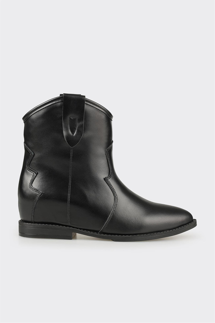 Siyah Deri Kadın Western Bot