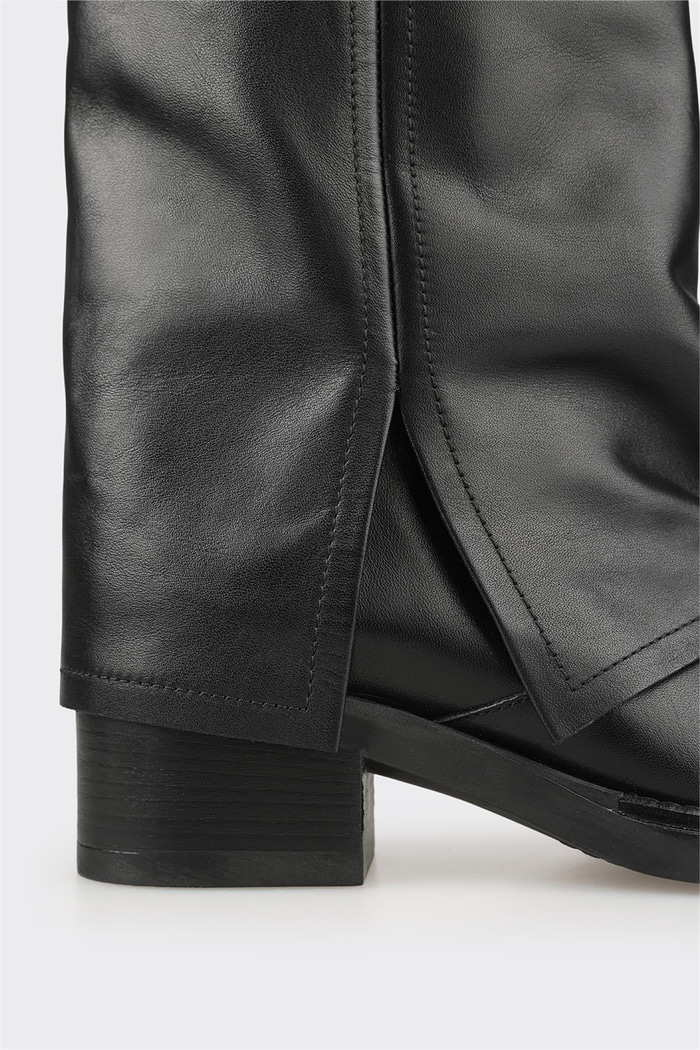 Siyah Deri Kadın Western Çizme