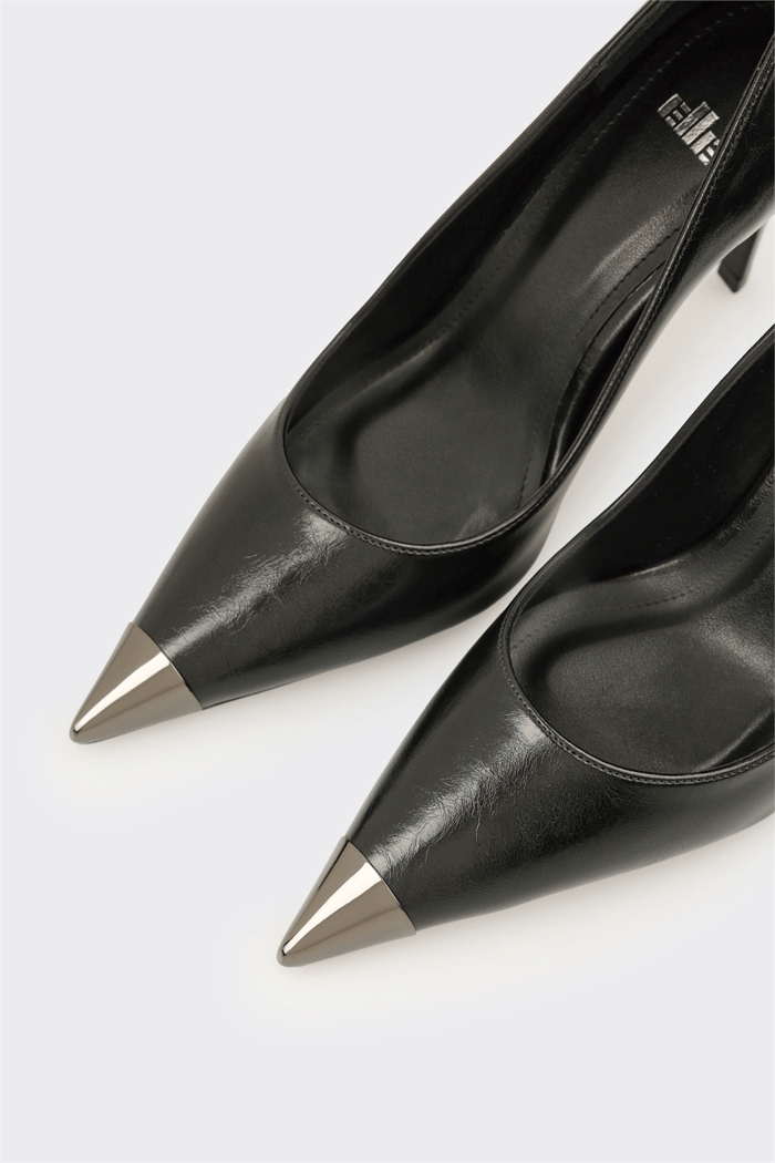 Siyah Deri Kadın Stiletto