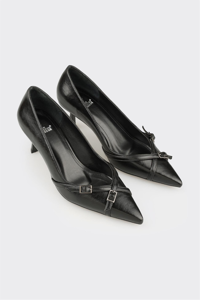 Siyah Kadın Orta Topuk Ayakkabı