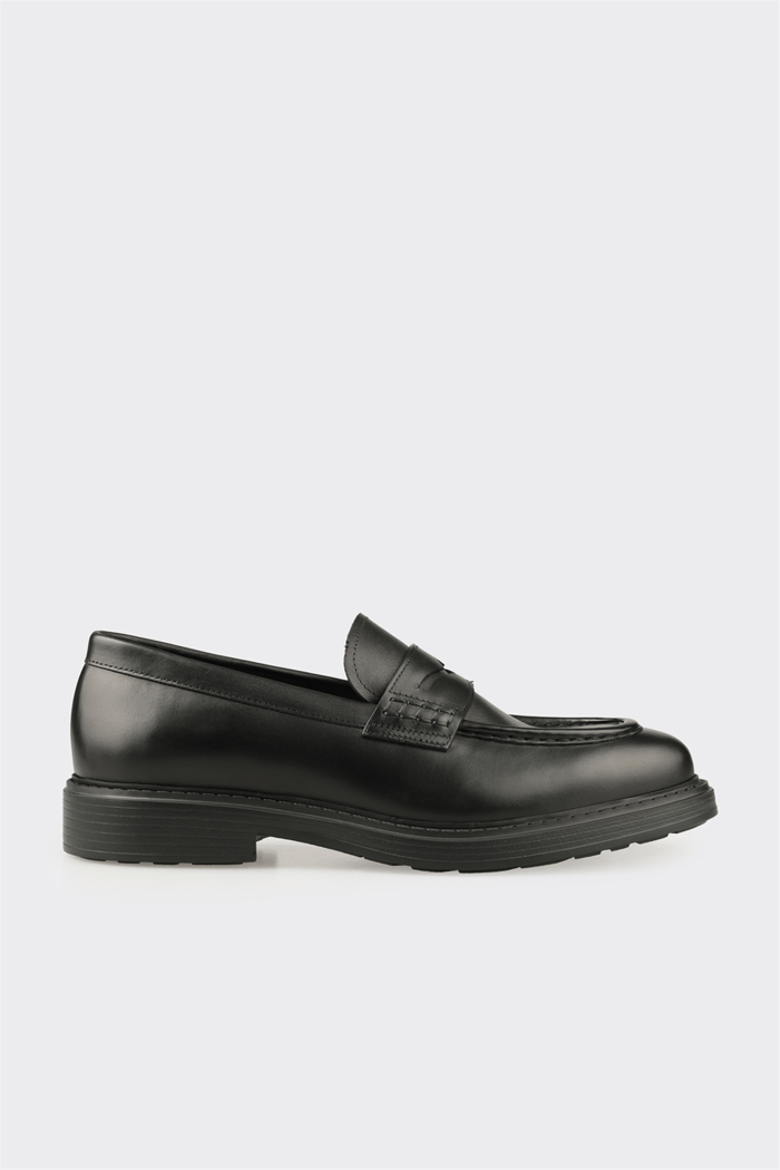 Siyah Deri Erkek Klasik Loafer