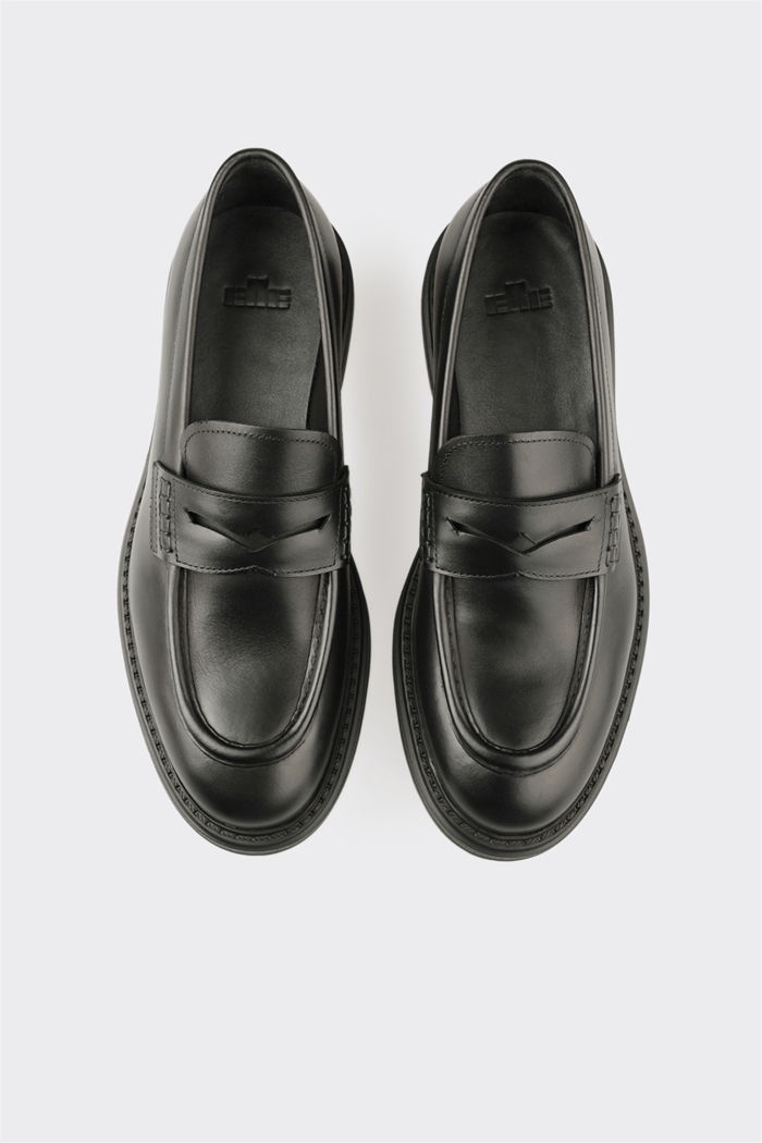 Siyah Deri Erkek Klasik Loafer