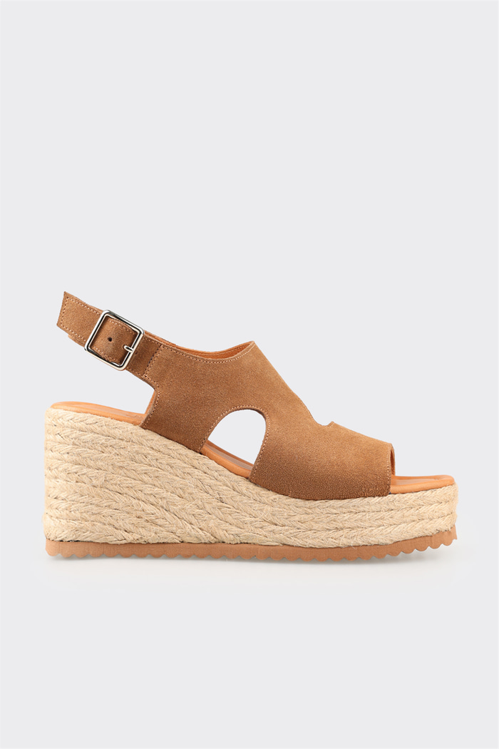 Taba Deri Kadın Dolgu Topuk Espadril