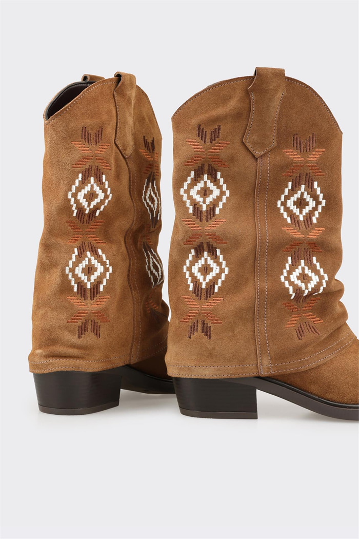 Taba Deri Kadın Western Bot