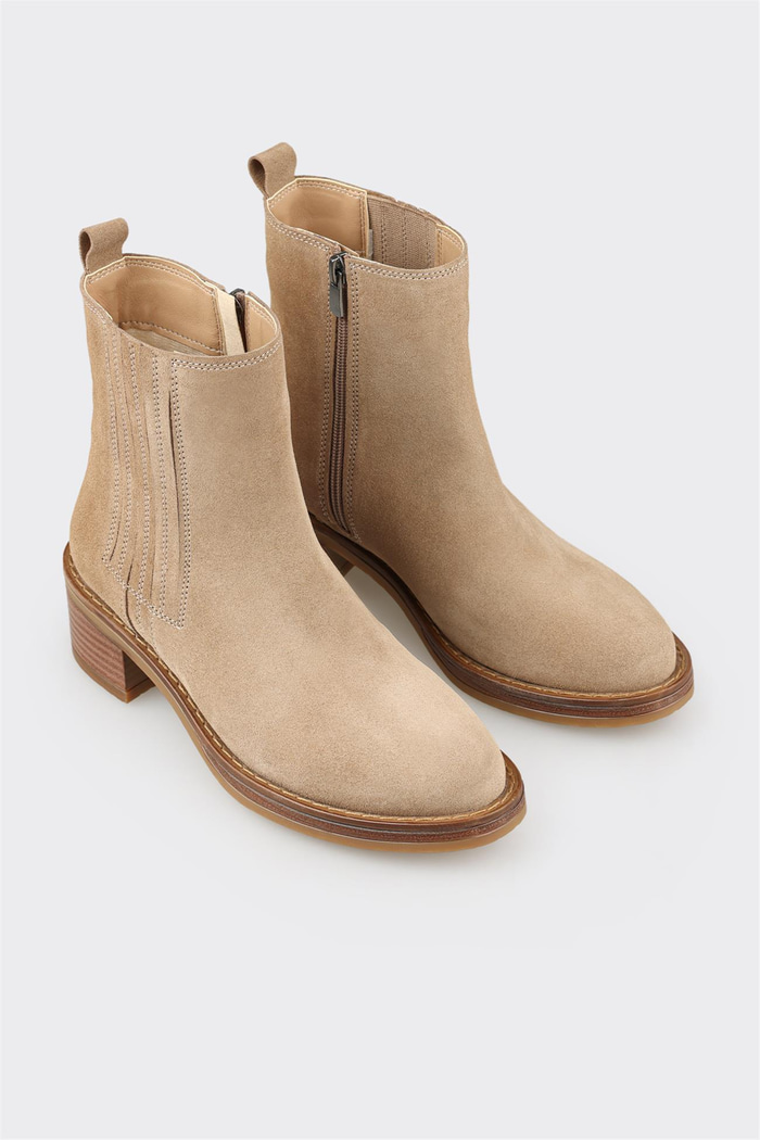 Vizon Deri Kadın Topuklu Bot