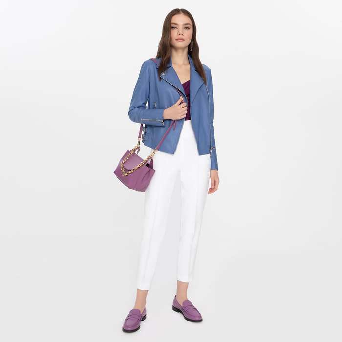 Adsilla Mavi Kadın Deri Ceket