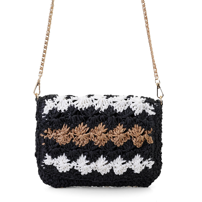 Alaina Siyah Kadın Hasır Omuz Çantası