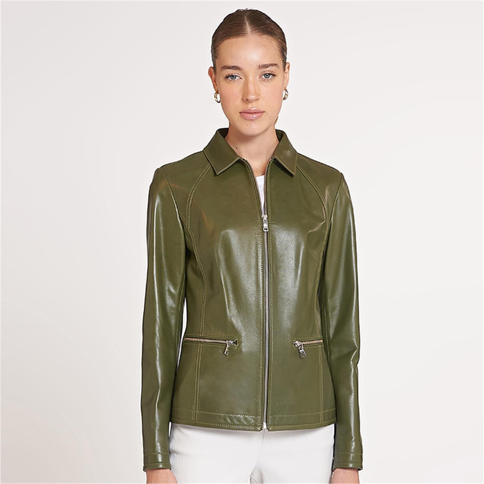 Alda Kadın Gömlek Yakalı Deri Ceket